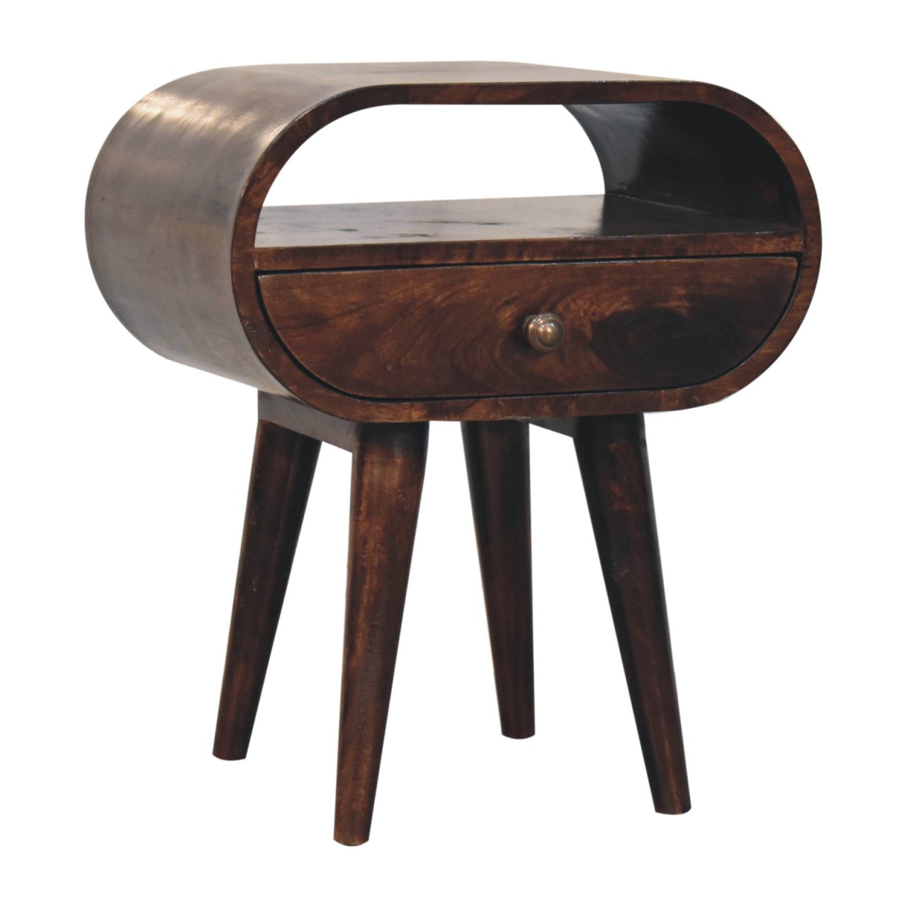 California Walnut Circular Bedside with Open Slot