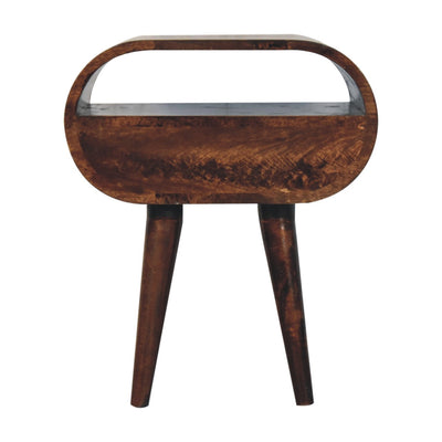 California Walnut Circular Bedside with Open Slot