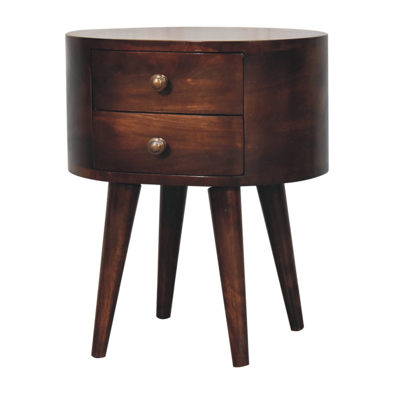 California Walnut Rounded Bedside Table