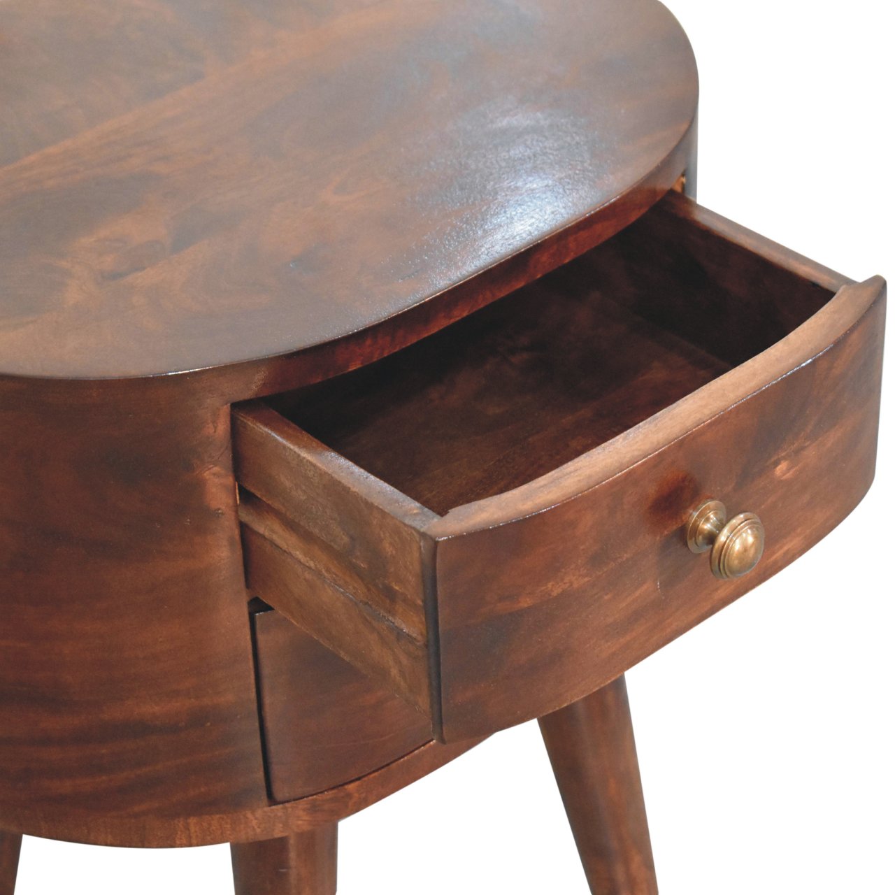 California Walnut Rounded Bedside Table