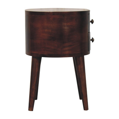 California Walnut Rounded Bedside Table