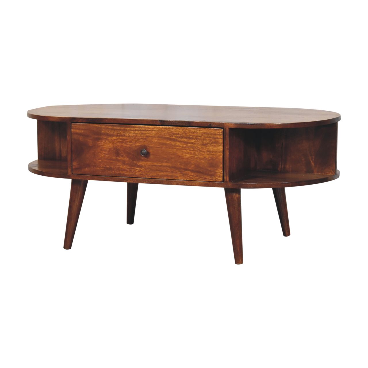 Chestnut Oval Coffee Table with 1 Drawer