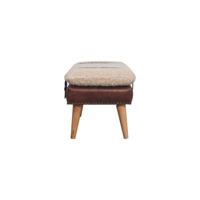 Boucle x Brown Leather Bench