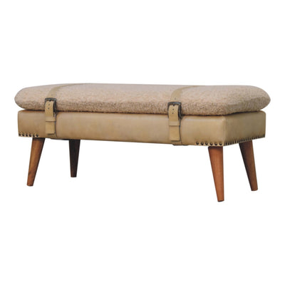 Boucle x Beige Leather Bench