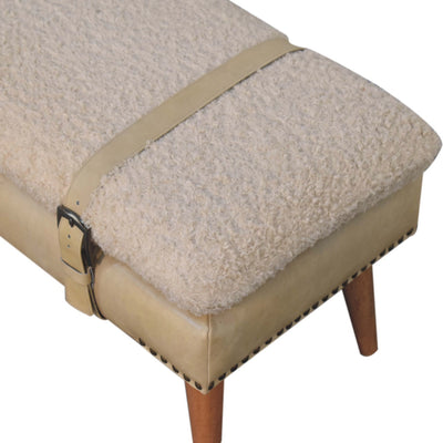 Boucle x Beige Leather Bench