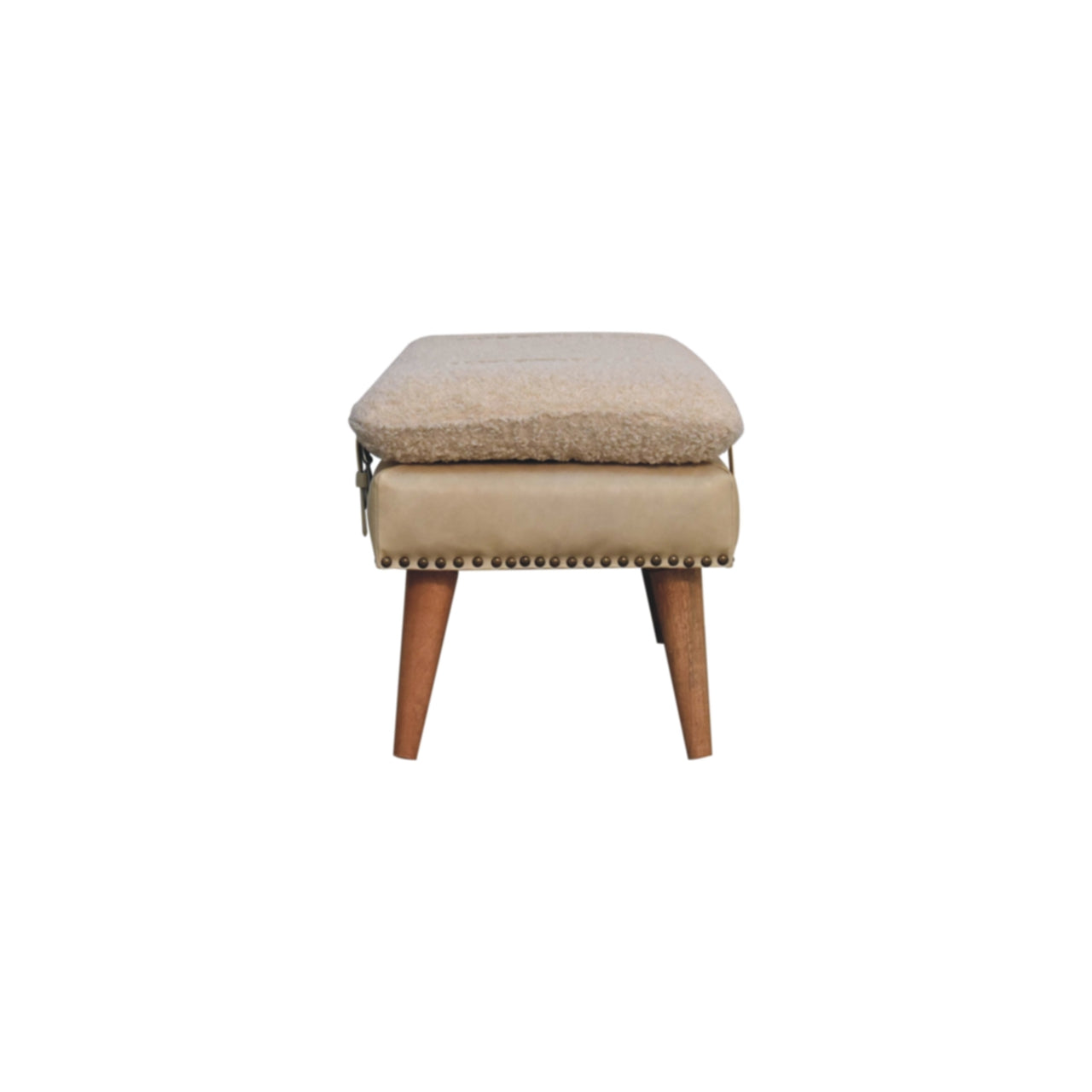 Boucle x Beige Leather Bench