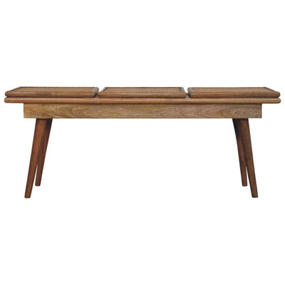 Larissa Triple Accent Oak-ish Cane Bench