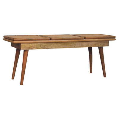 Larissa Triple Accent Oak-ish Cane Bench