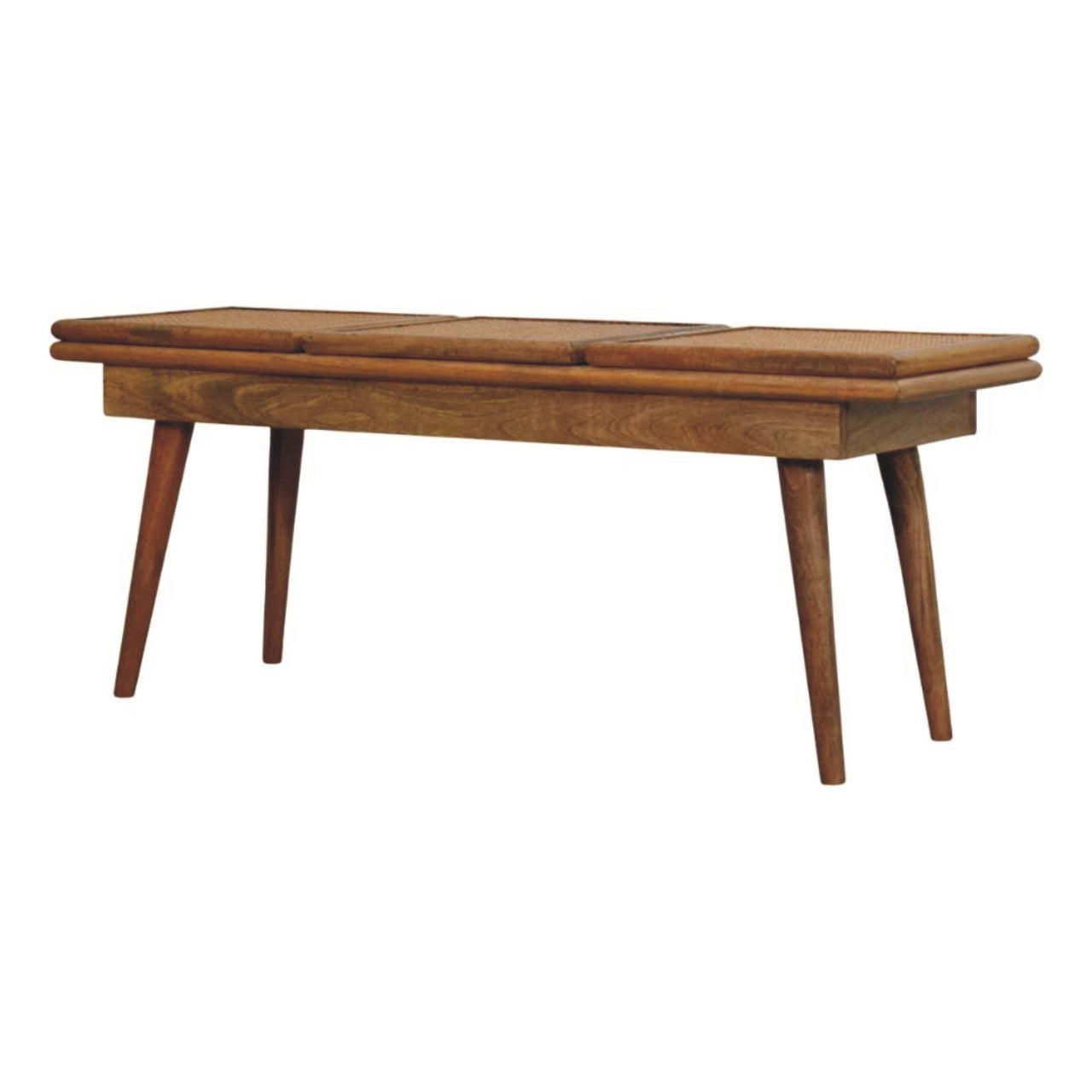 Larissa Triple Accent Oak-ish Cane Bench