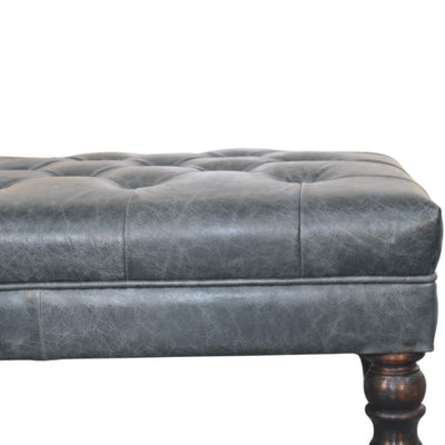 Buffalo Teal Leather Ottoman with Castor Legs