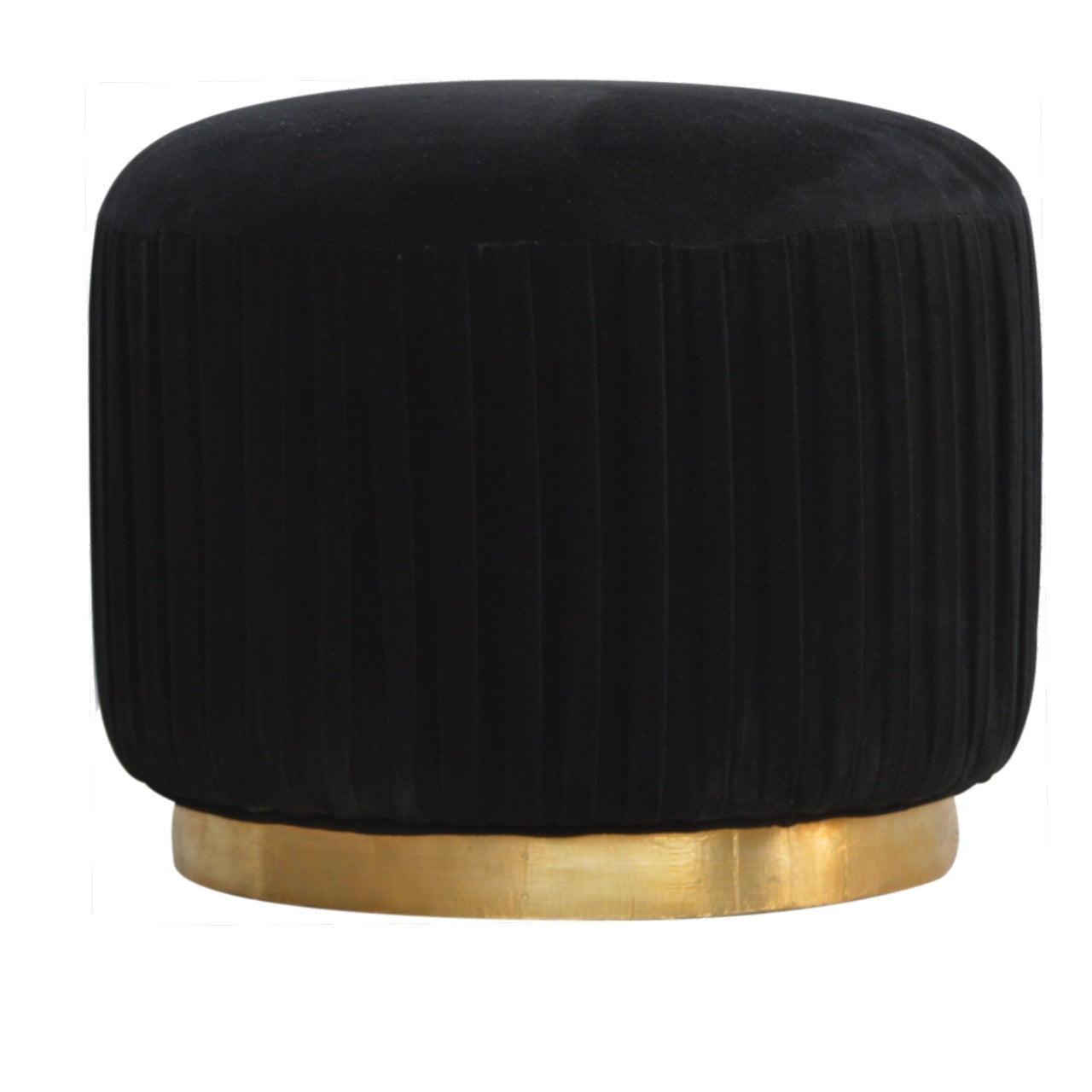 Black Velvet Pleated Footstool