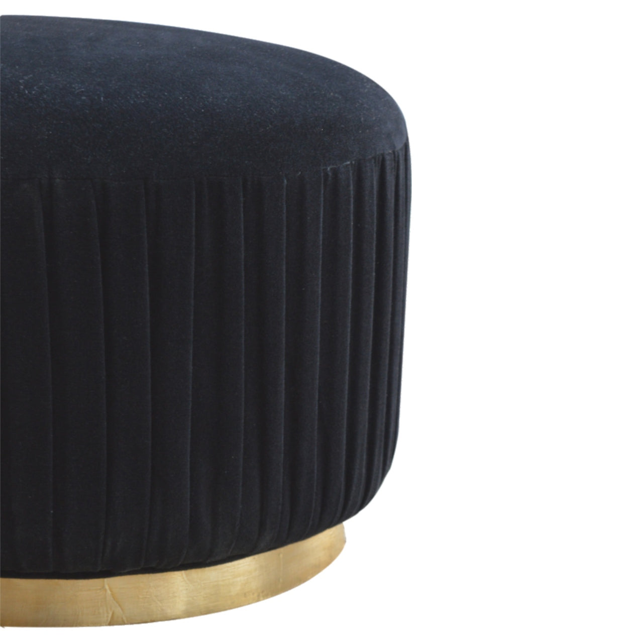 Black Velvet Pleated Footstool