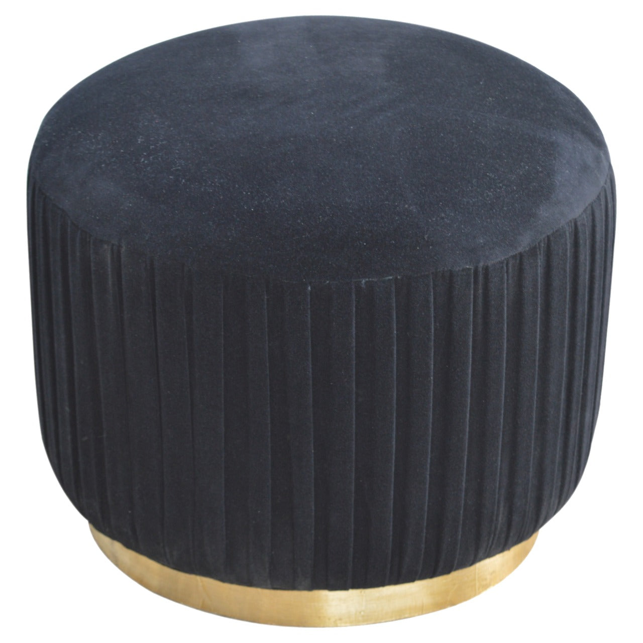 Black Velvet Pleated Footstool