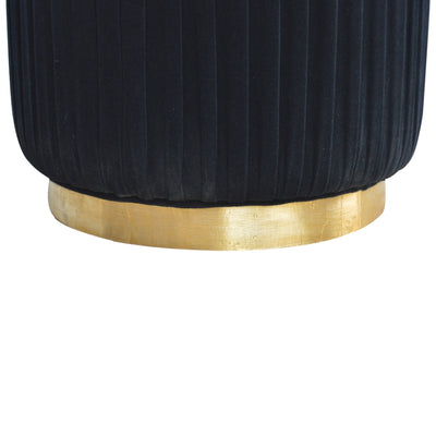 Black Velvet Pleated Footstool