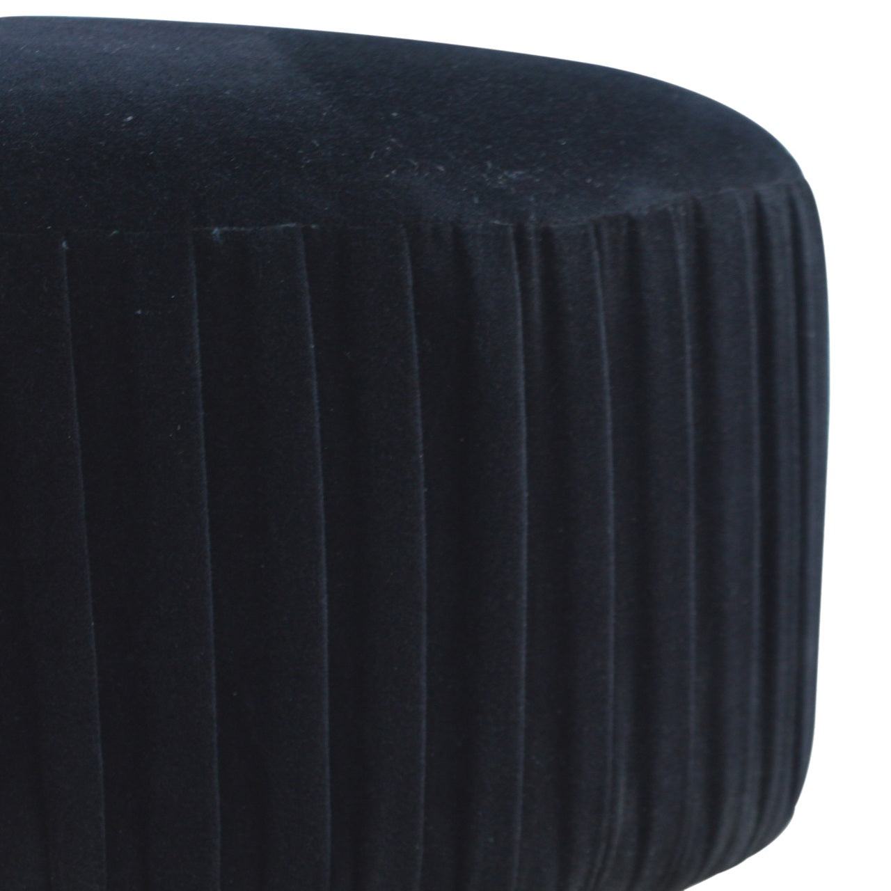 Black Velvet Pleated Footstool