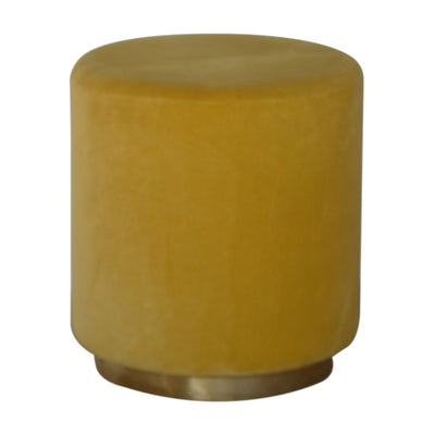 IN818 - Mustard Velvet Footstool with Gold Base