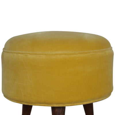 Mustard Velvet Nordic Footstool