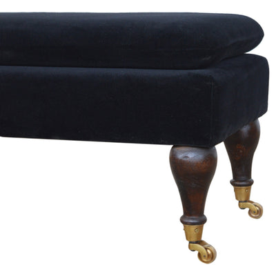 Black Velvet Castor Bench