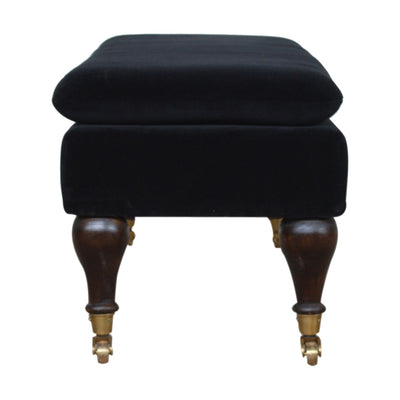 Black Velvet Castor Bench