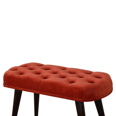 Brick Red Cotton Velvet Deep Bench