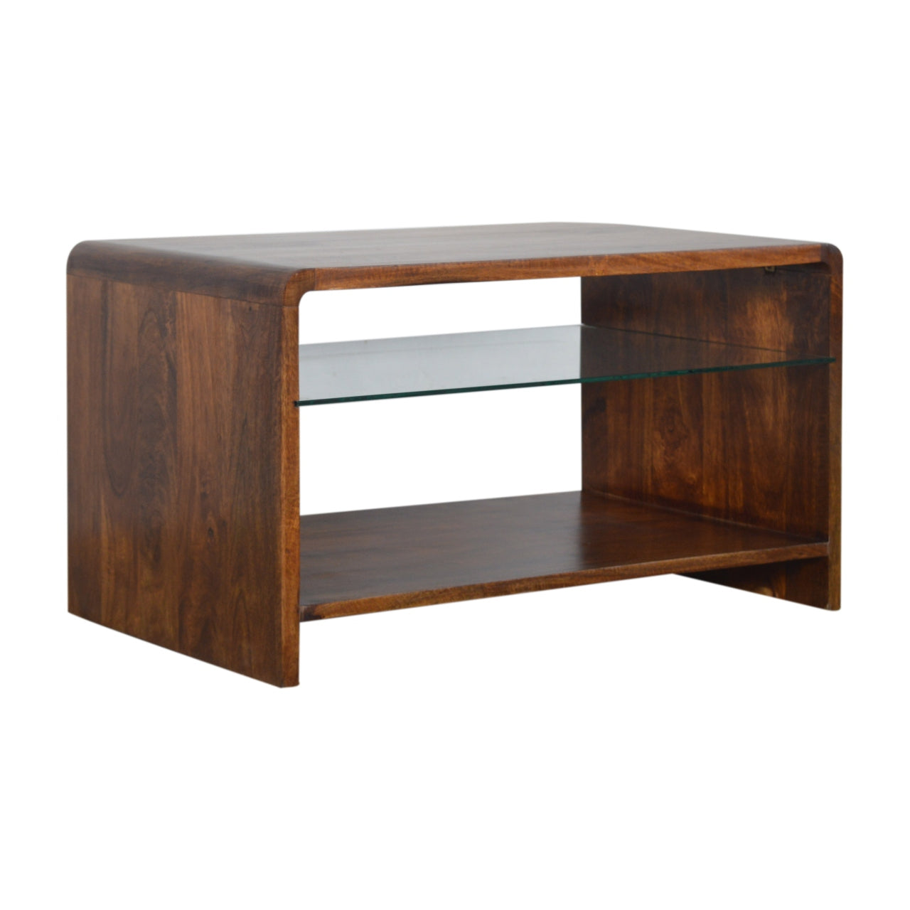 Chestnut Glass Shelf Coffee Table