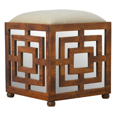 Carved Linen Seat Footstool