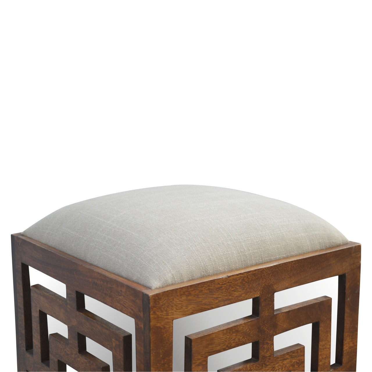 Carved Linen Seat Footstool