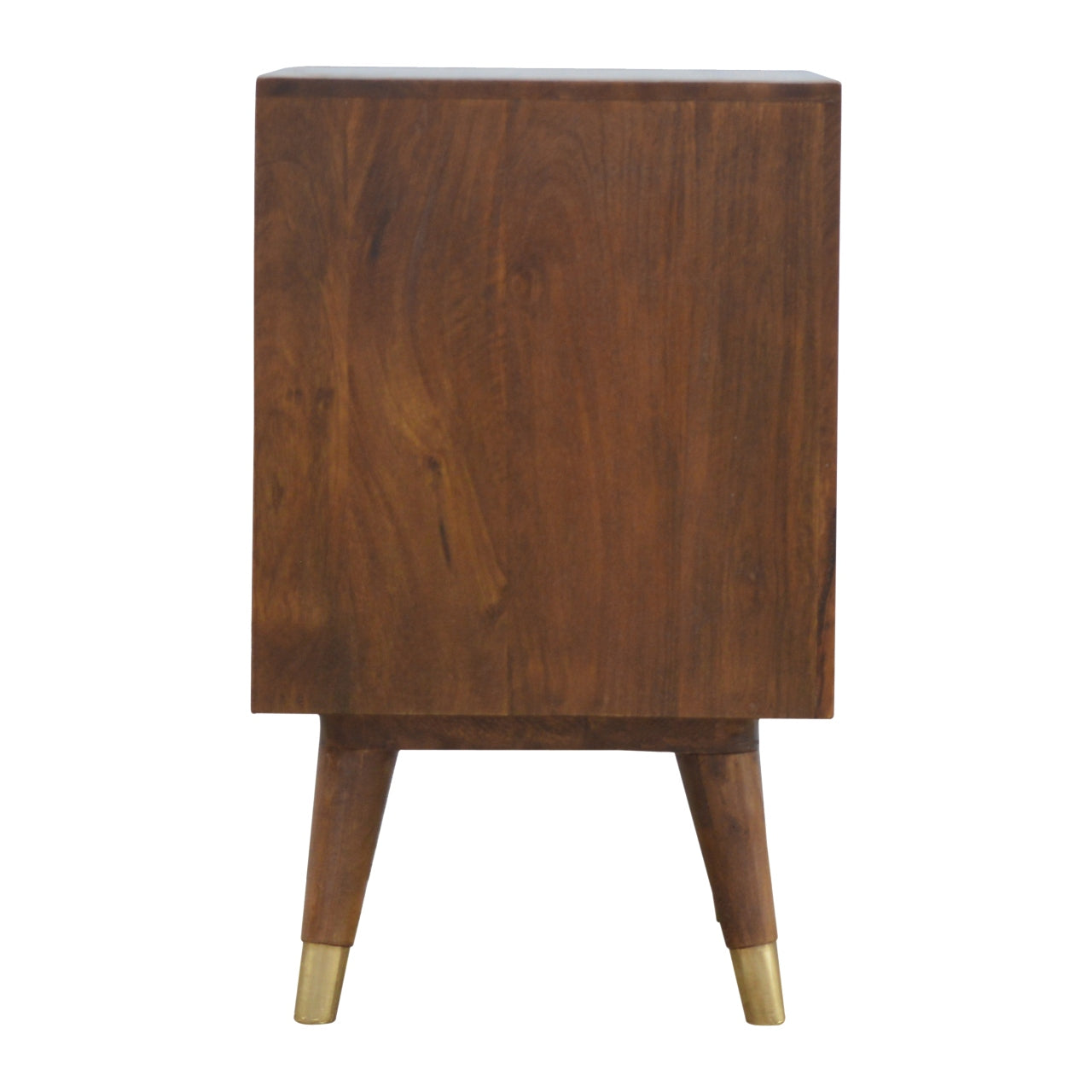 Chestnut Brass Cut-out Bedside